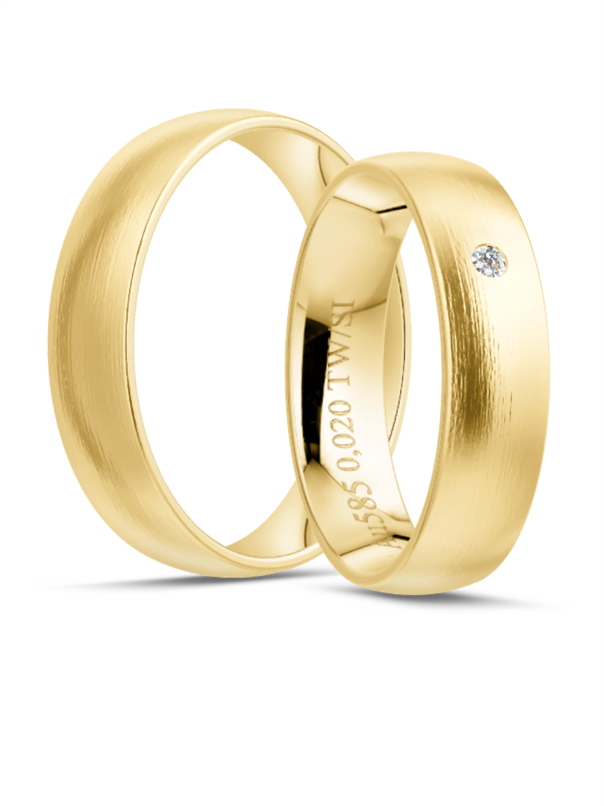 Klassische Trauringe in Gelbgold, Brillanten, 333er Gold, 375er Gold, 585er Gold, 750er Gold