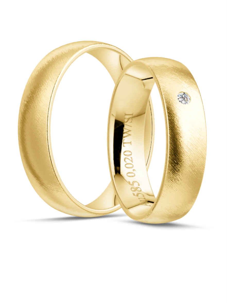 Klassische Trauringe in Gelbgold, Brillanten, 333er Gold, 375er Gold, 585er Gold, 750er Gold