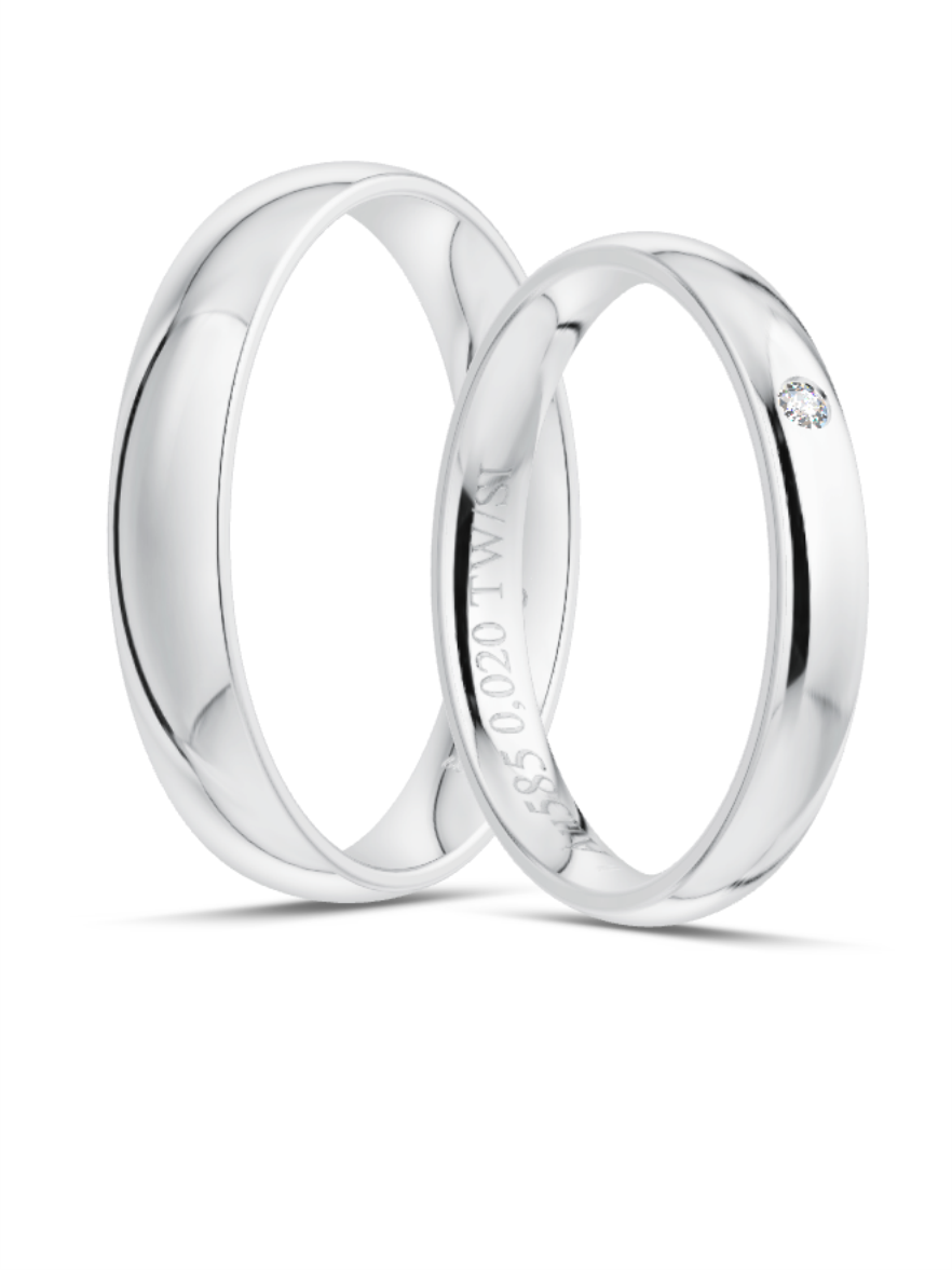 Klassische Trauringe in Weißgold