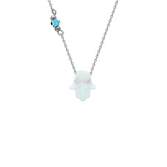 Fatimas Hand Opalkette mit Nazar White