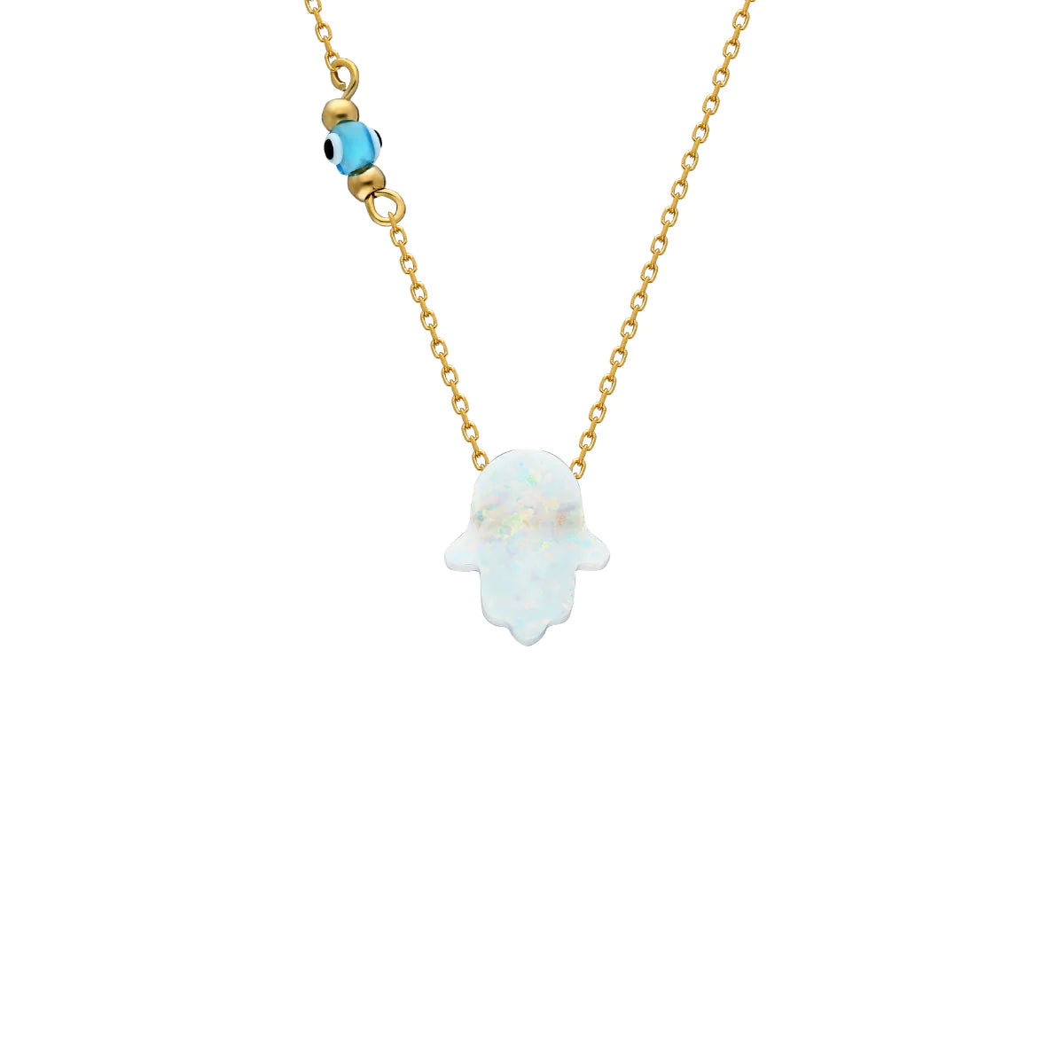 Fatimas Hand Opalkette mit Nazar White