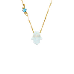Fatimas Hand Opalkette mit Nazar White